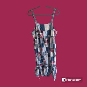 Fairhope Women's Patchwork Sleeveless Dress Size XL Prairie Peasant Ruffle Hem